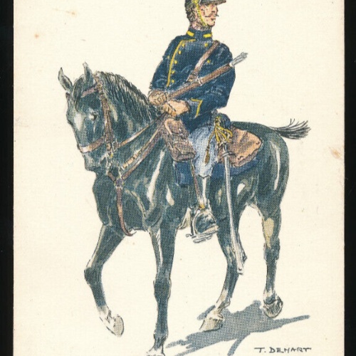 AK Belgische Militäruniformen Chasseurs a Cheval 1914 (983)
