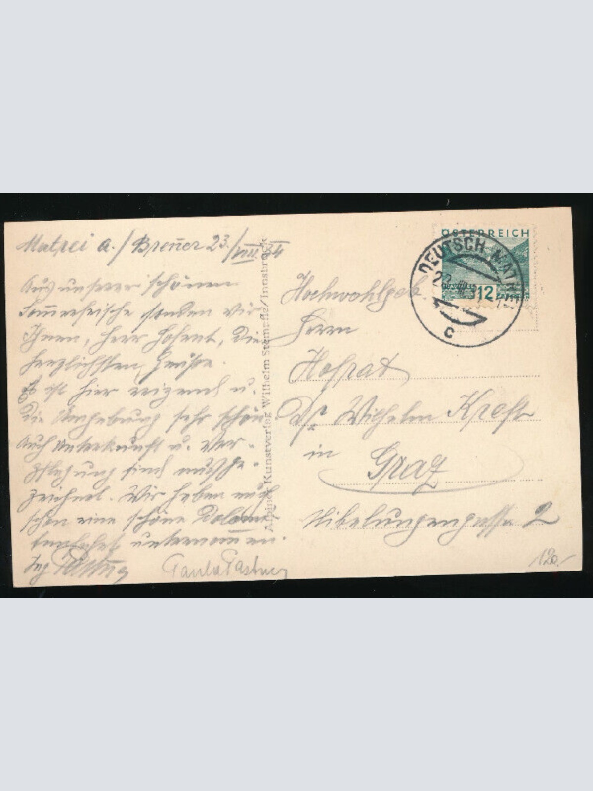 AK aus Matrei am Brenner mit Gasthof Krone Tirol (1033)