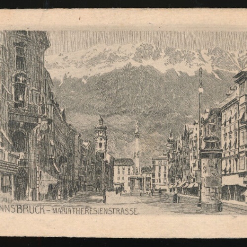Radierungs-Karte aus Innsbruck Maria Theresienstrasse Tirol (1069)