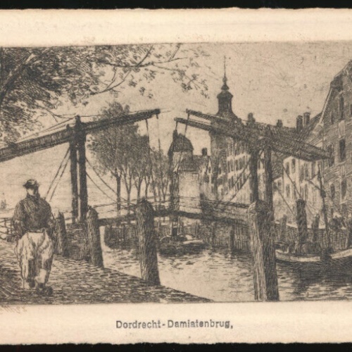 Radierungs-Karte aus Dordrecht - Damiatenburg Niederlande (1071)