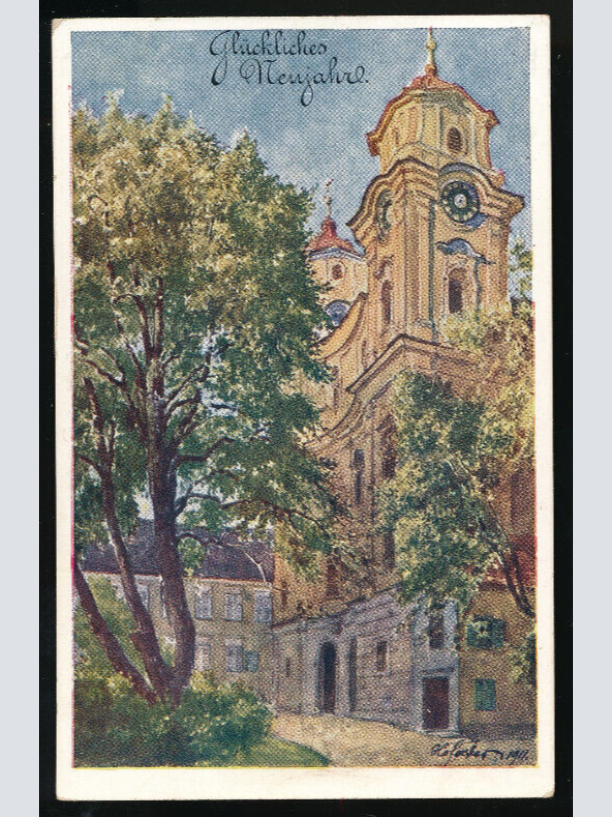 AK aus Mondsee Glückliches Neujahre Oberösterreich (821)