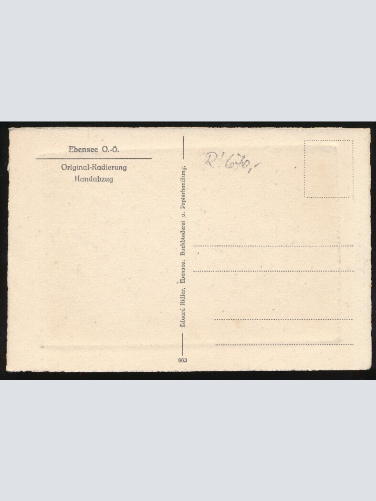 Radierungskarte aus Ebensee Oberösterreich (1425)