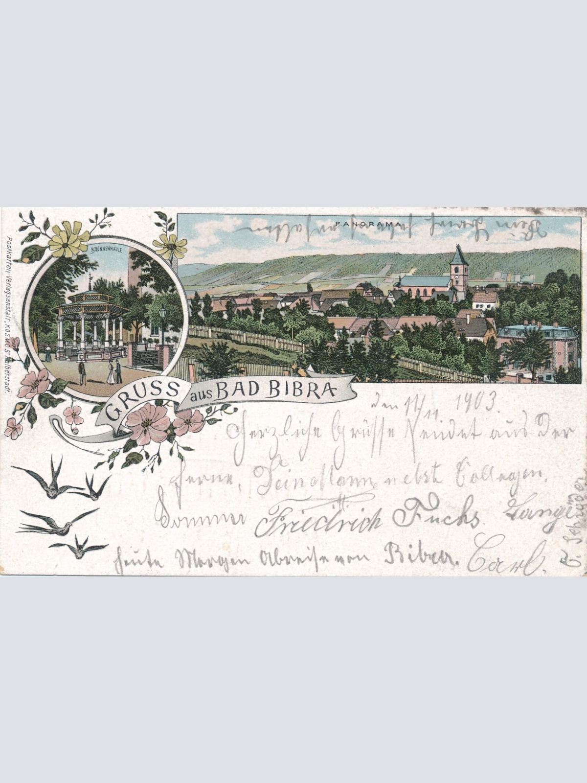 Litho-Karte, Gruss aus Bad Bibra, Sachsen Anhalt(S48)