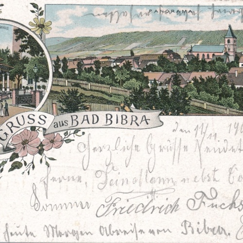 Litho-Karte, Gruss aus Bad Bibra, Sachsen Anhalt(S48)