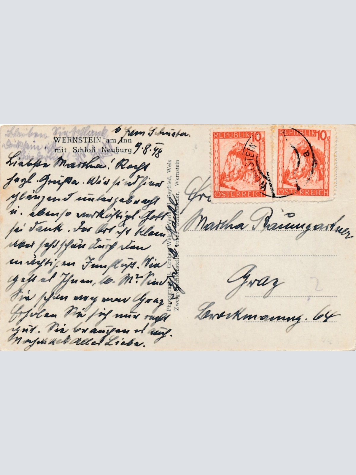 AK, Wernstein am Inn, mit Schloß Neuburg, Oberösterreich (S8)