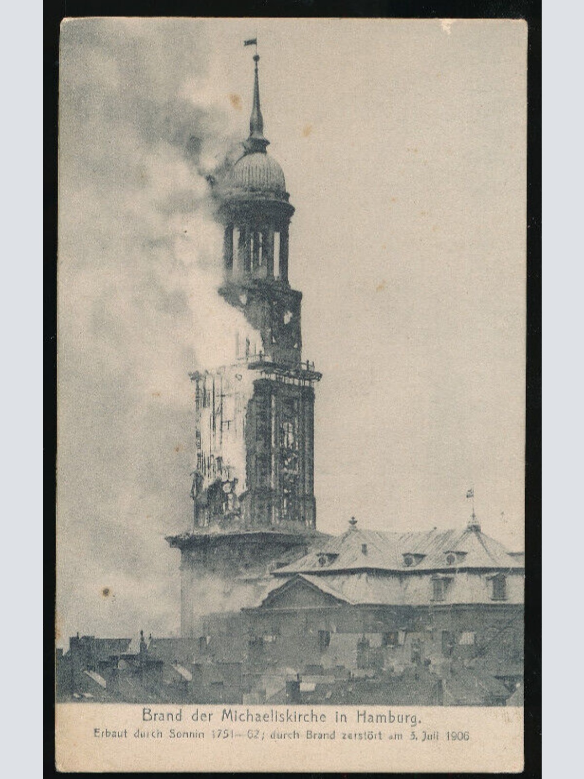 AK aus Hamburg Brand der Michaeliskirche Hamburg (1621)