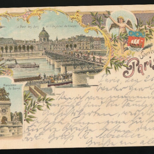 Litho-Karte Souvenir de Paris Frankreich (1928)