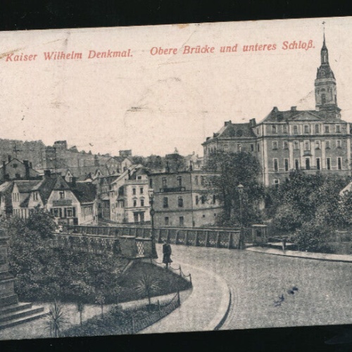 AK aus Greiz mit Kaiser Wilhelm Denkmal Thüringen (1350)