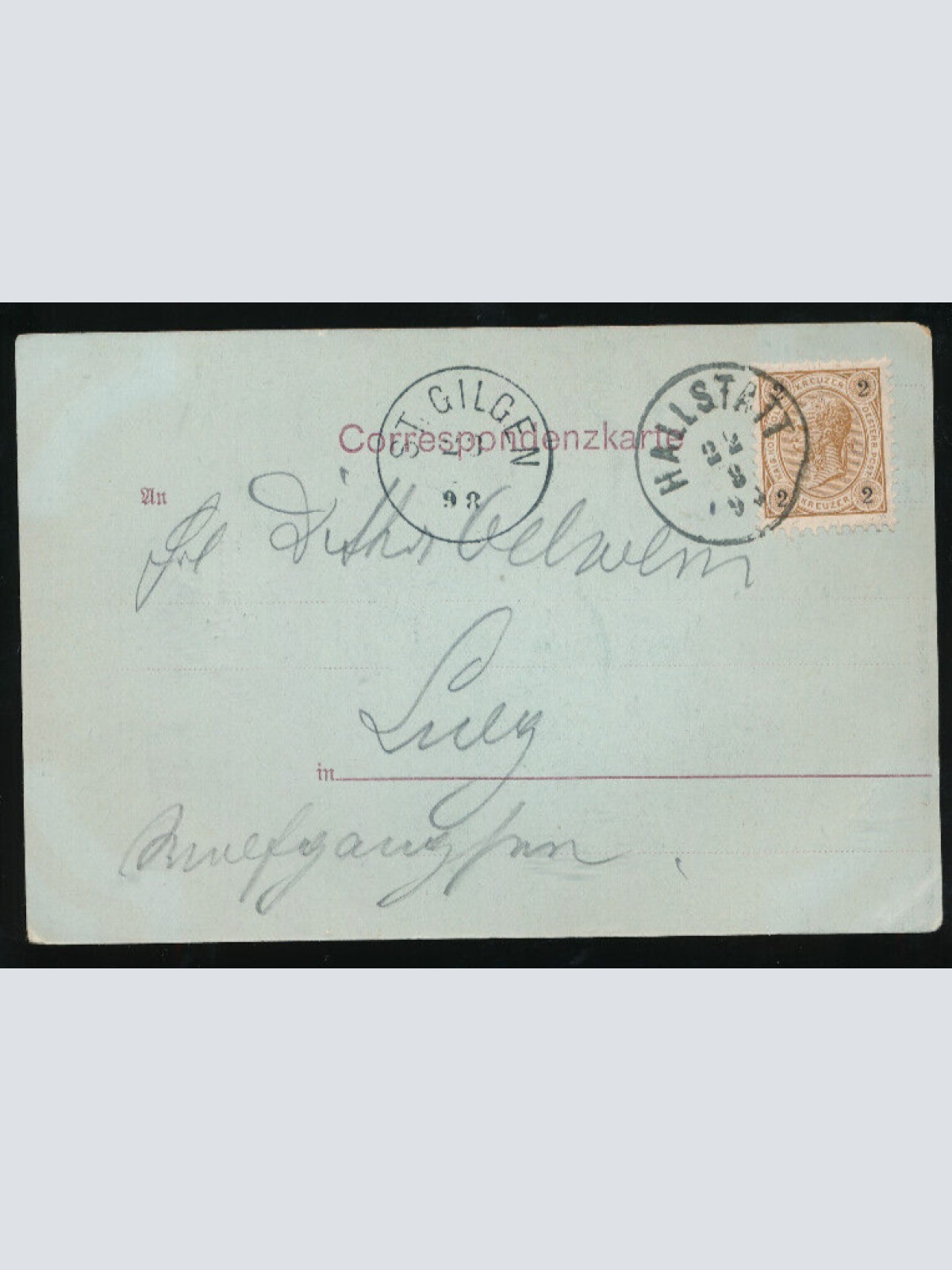 Mondschein-Karte gruss aus Hallstadt Oberösterreich (1948)