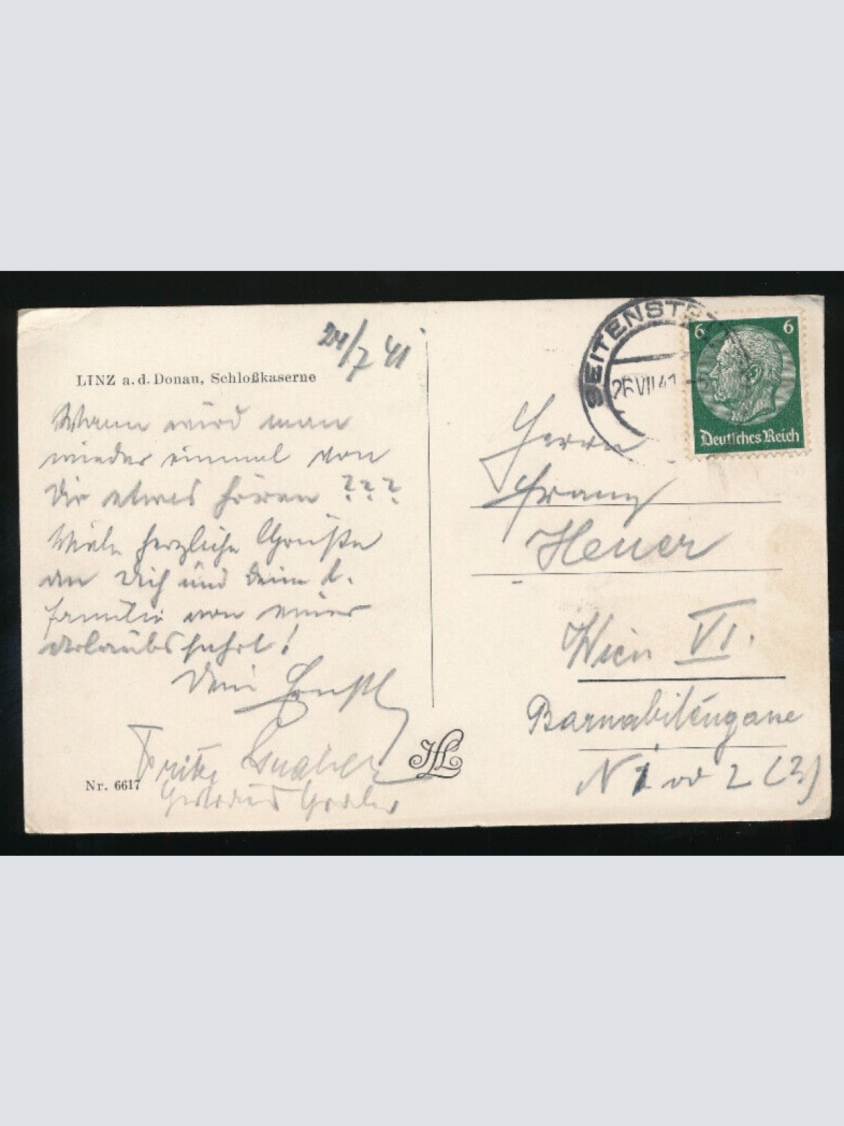 AK Linz an der Donau Schlosskaserne Oberösterreich (1951)