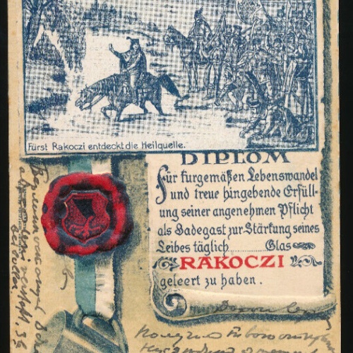 Prägekarte aus Bad Kissingen Fürst Rakoczi endeckt die Heilquelle Bayern (1820)