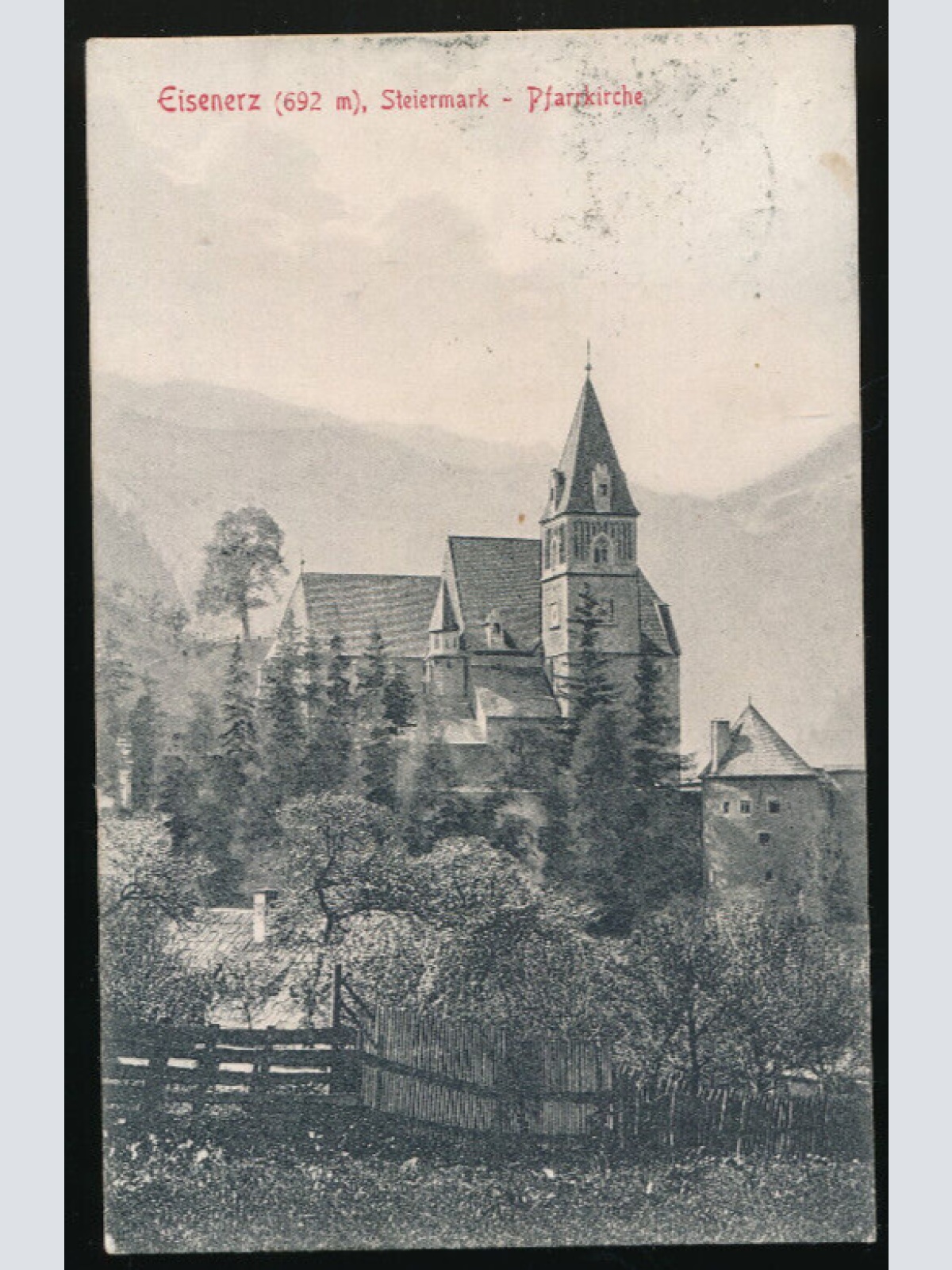 AK aus Eisenerz Pfarrkirche Steiermark (1852)