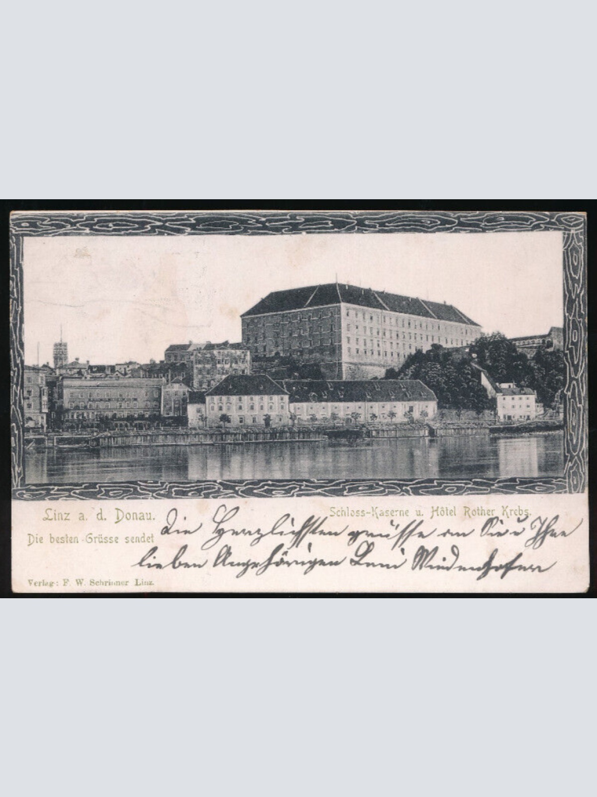 AK aus Linz an der Donau mit Schloss Kaserne und Hotel Oberösterreich (1999)