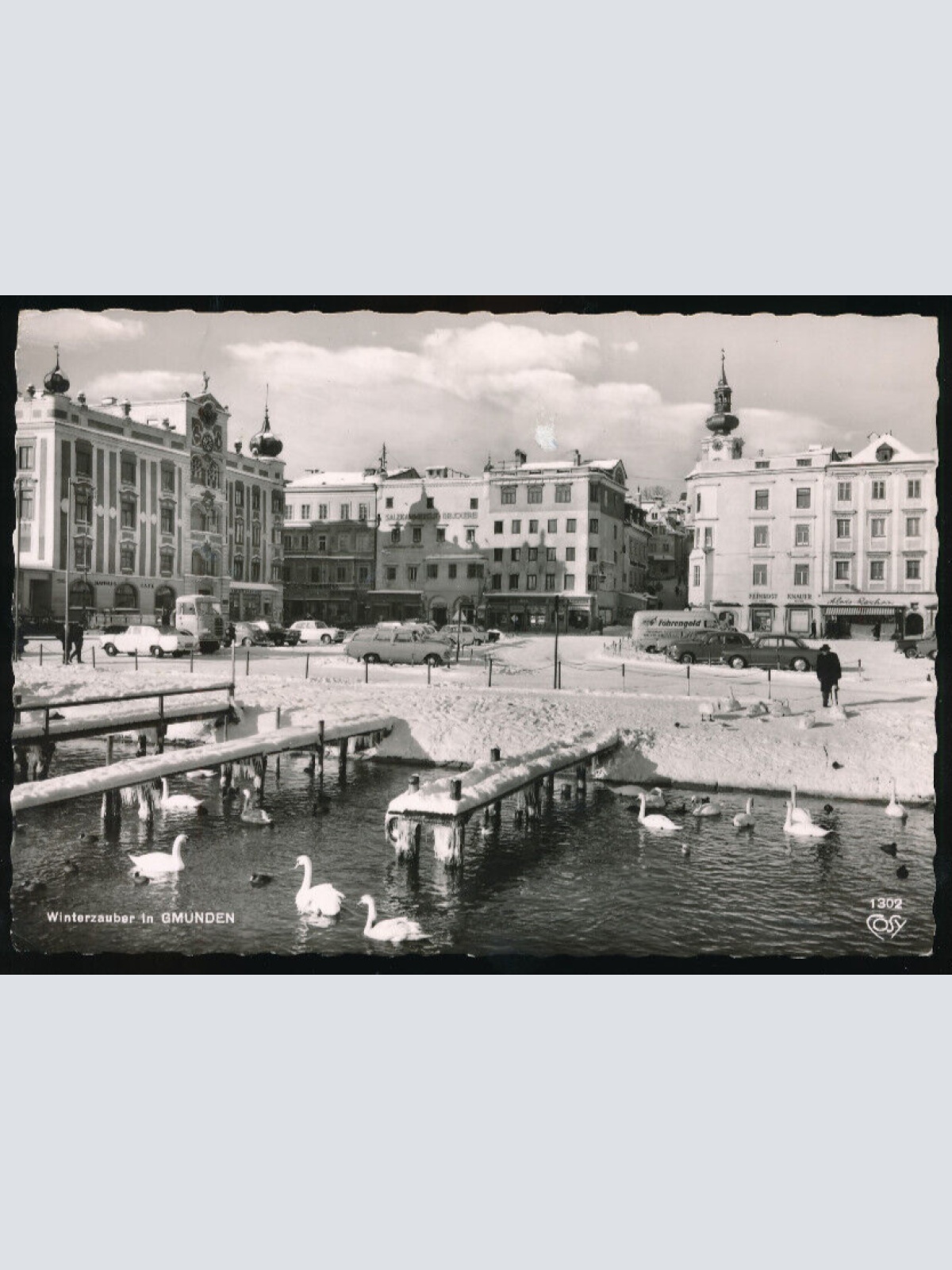 Winter -Karte aus Gmunden mit Oldtimer Alten Autos Oberösterreich (2347)