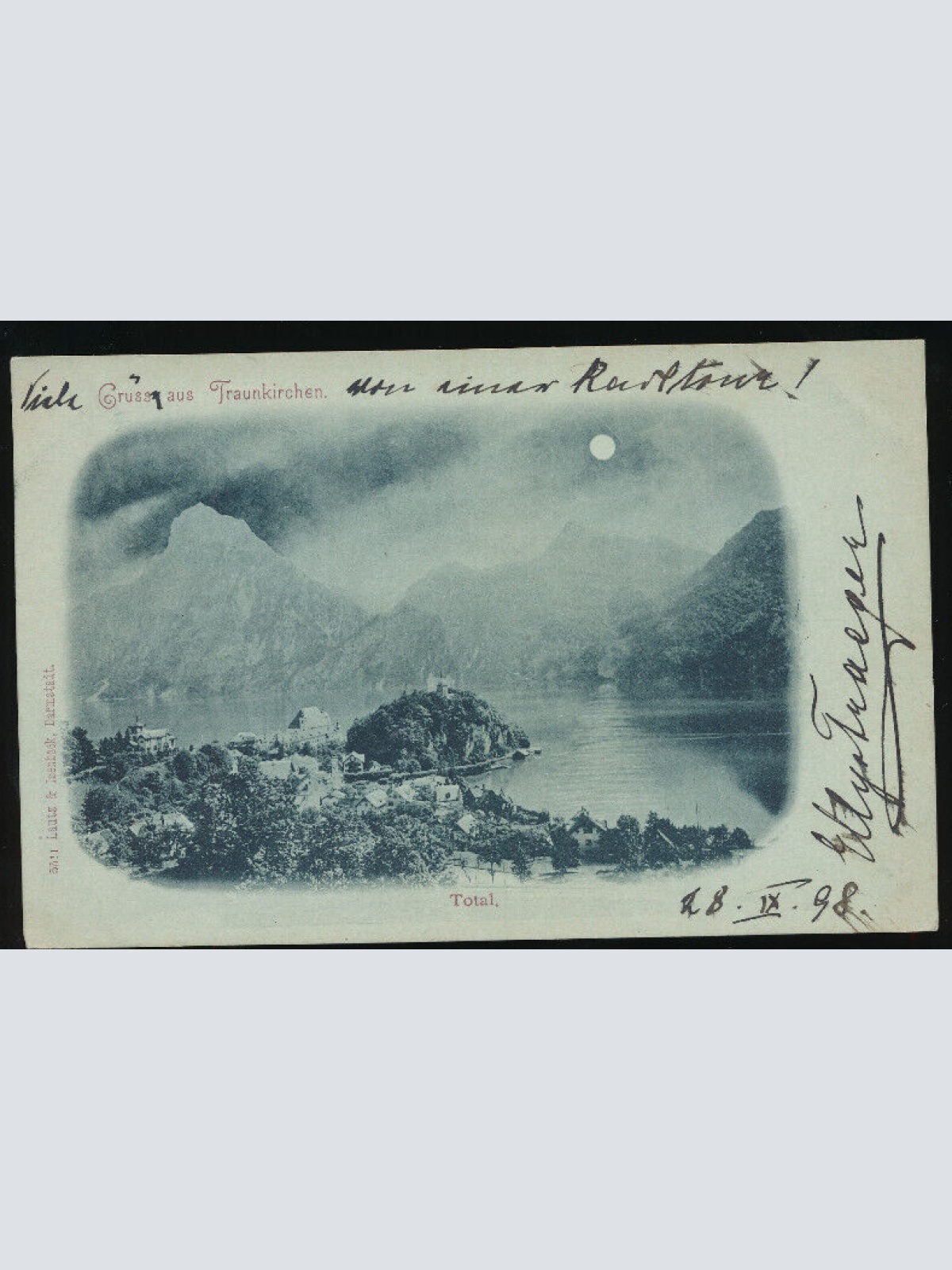 Mondschein - Karte gruss aus Traunkirchen Oberösterreich (2288)