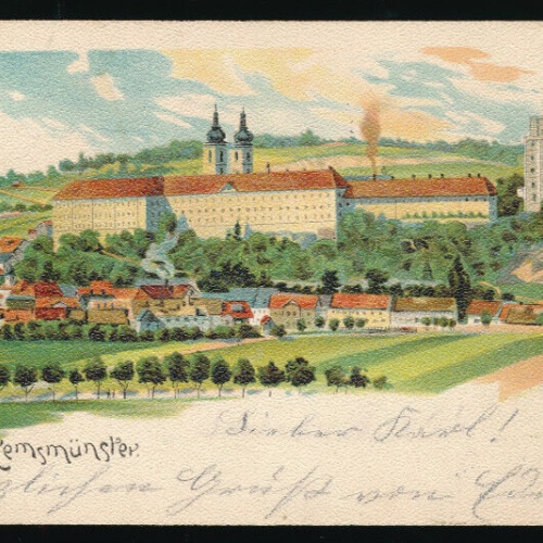 Litho-Karte gruss aus Kremsmünster Oberösterreich (2773)