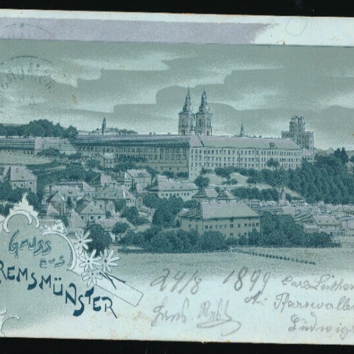 Litho-Mondschein-Karte gruss aus Kremsmünster Oberösterreich (2771)
