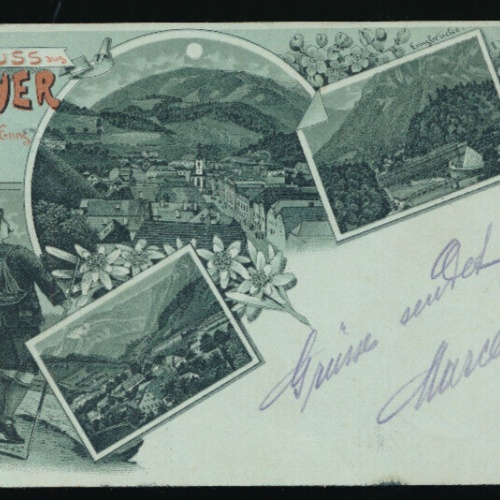 Mondschein - Litho Karte gruss aus Weyer an der Enns Oberösterreich (2687)