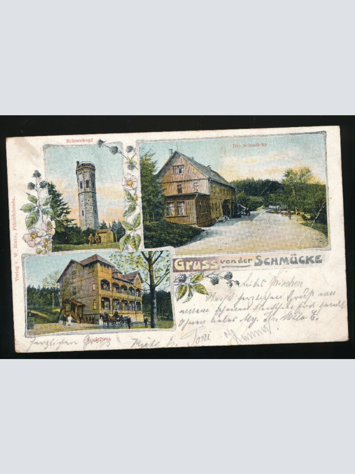 Litho-Karte gruss aus Schmücke Thüringen (2743)