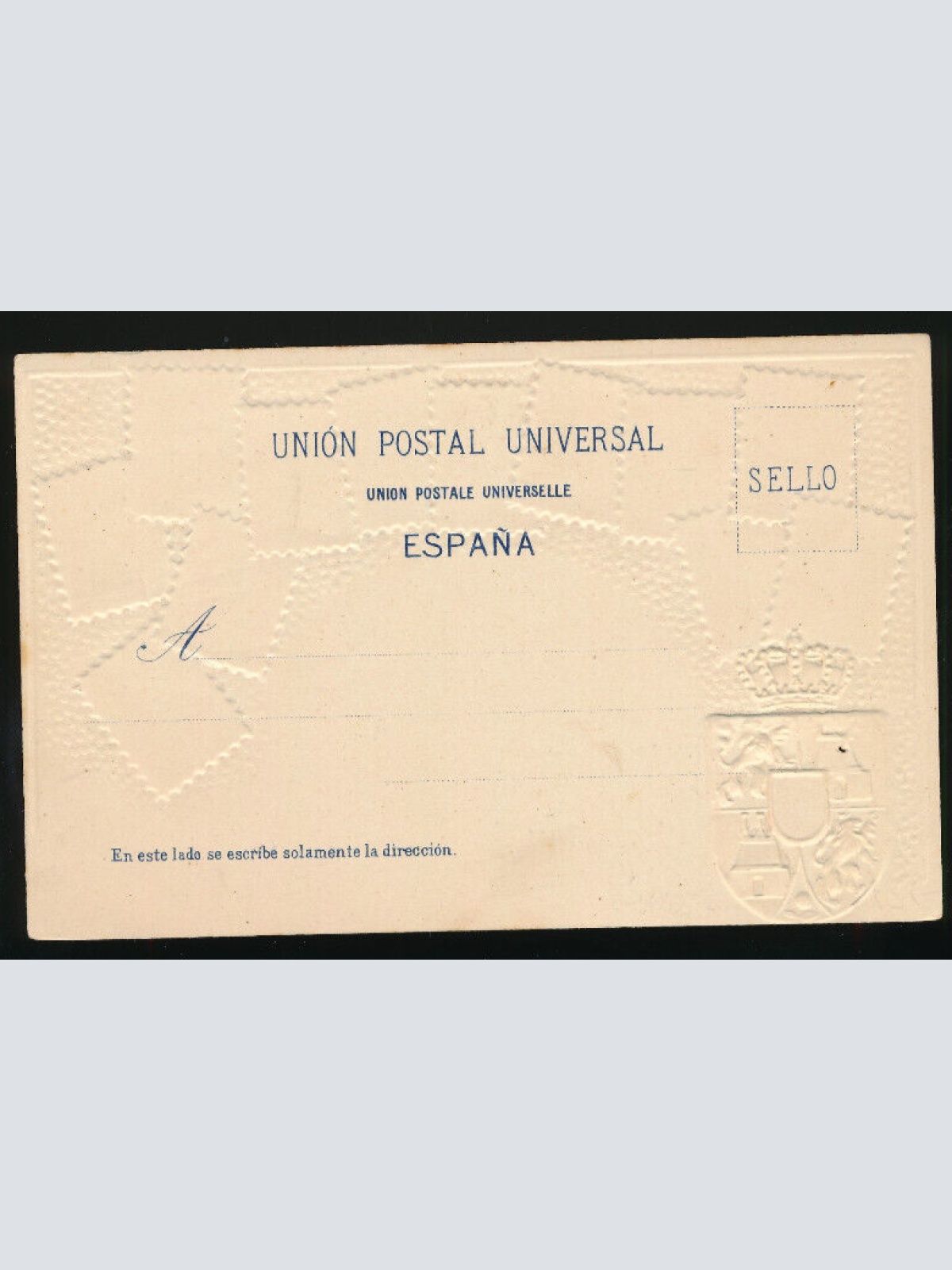 Präge-Litho-Karte Spanien mit Wappen und Marken (2750)