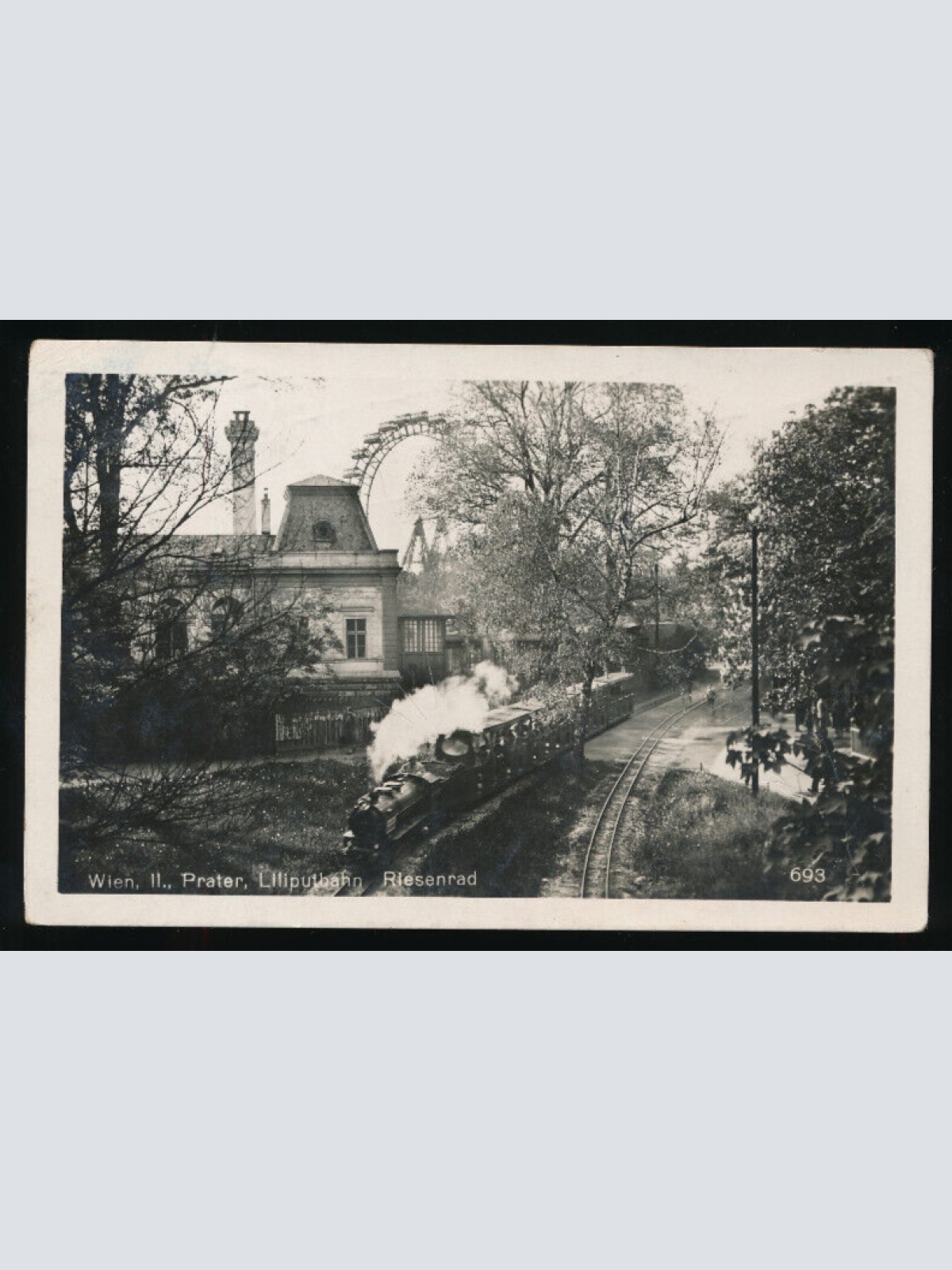 AK aus Wien Prater Liliputbahn mit Riesenrad (2918)