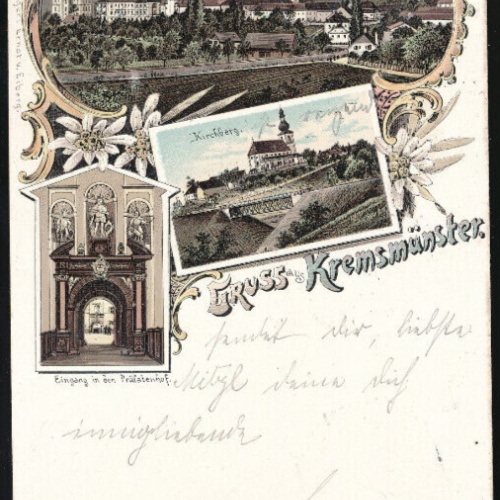 Litho Karte gruss aus Kremsmünster Oberösterreich (2666)