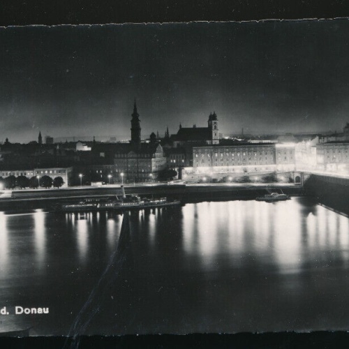 AK aus Linz an der Donau bei Nacht Oberösterreich (3393)