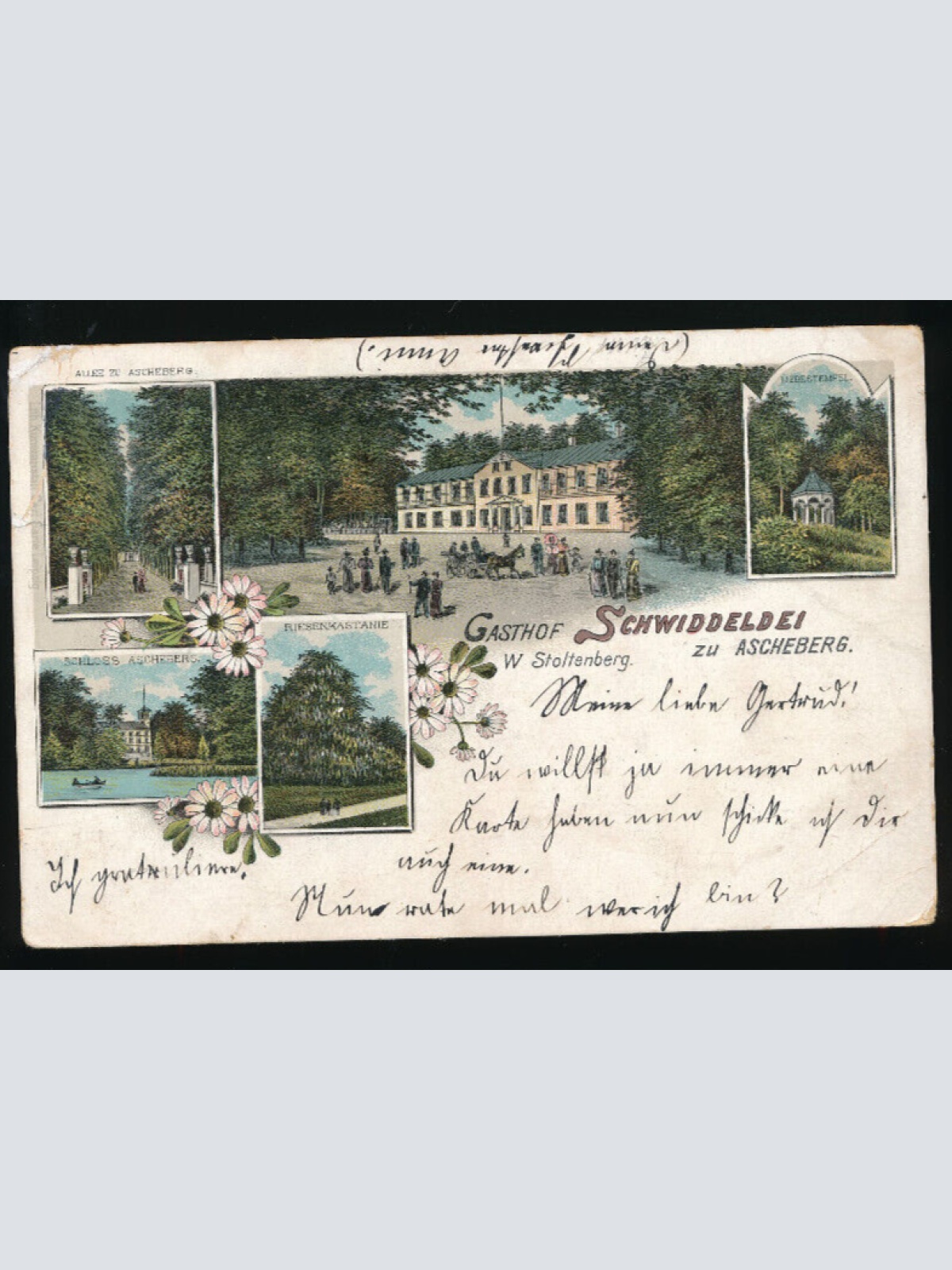 Litho-Karte vom Gasthof Schwiddeldei in Aschberg Nordrhein - Westfalen (2887)