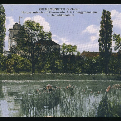 AK aus Kremsmünster Hofgartenteich mit Sternwarte Oberösterreich (2557)