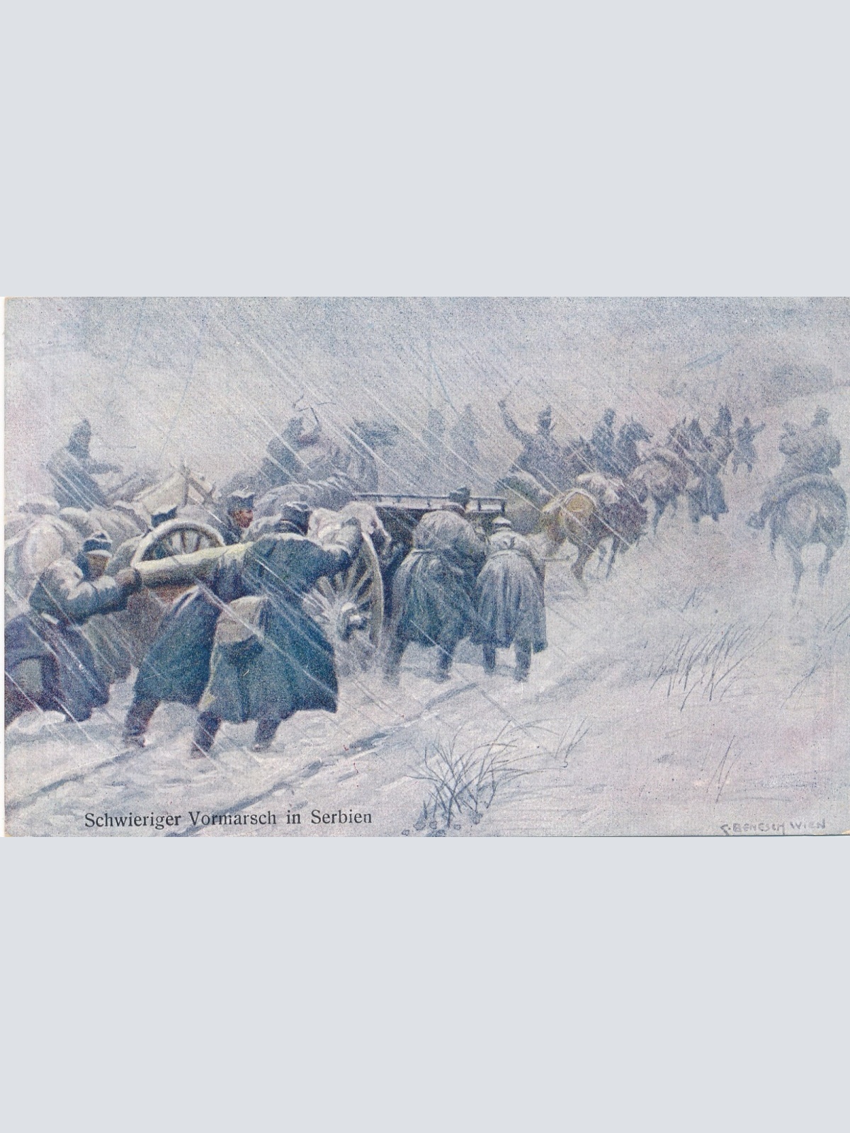 AK, Schwieriger Vormarsch in Serbien, Rot Kreuz Karte Nr. 345 (S199)