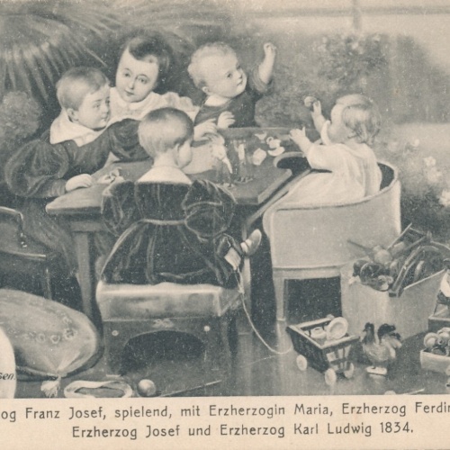 AK, Erzherzog Franz Josef, spielend mit Erzherzogin Maria, 1834 (S200)