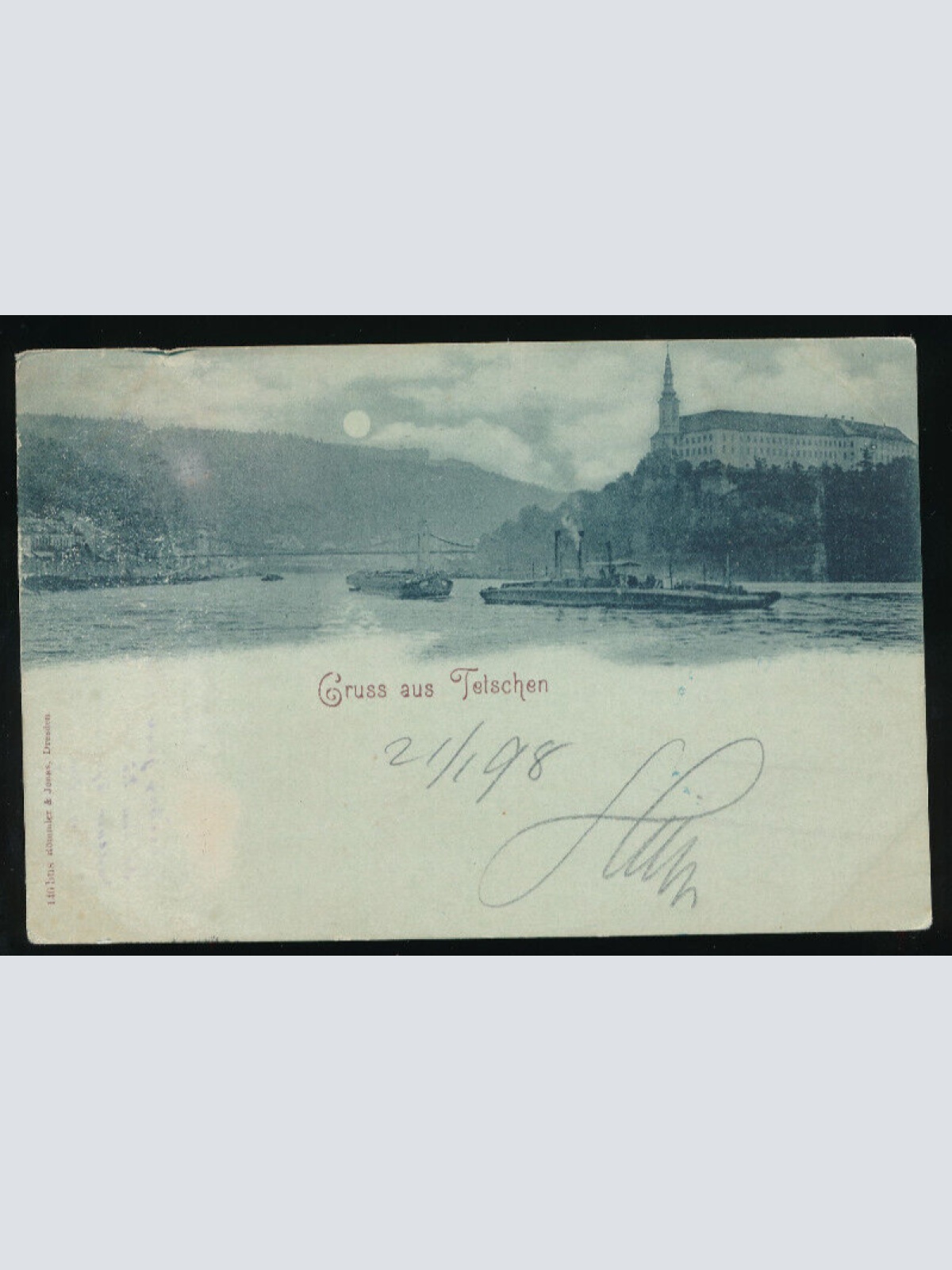 Mondschein - Karte aus Tetschen Tschechoslowakei (2896)