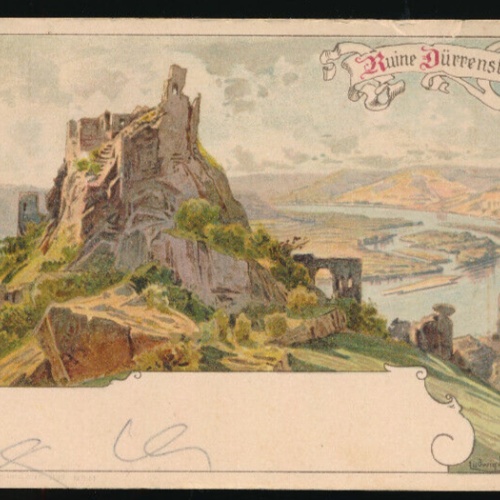 Künstler - Karte aus Dürrenstein mit Ruine Dürrenstein Niederösterreich (3661)