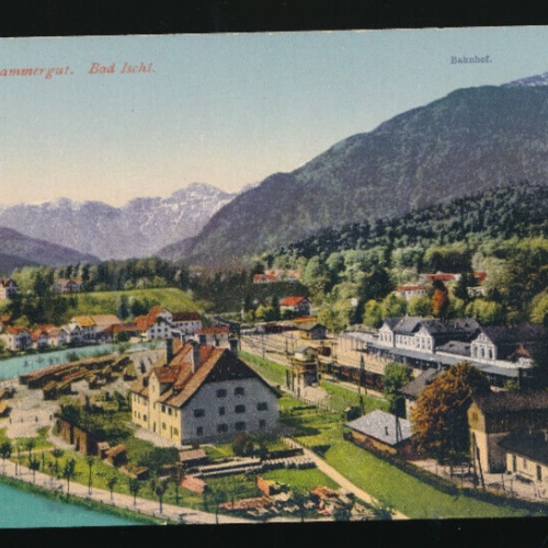 AK aus Bad ISchl mit Bahnhof Oberösterreich (3425)