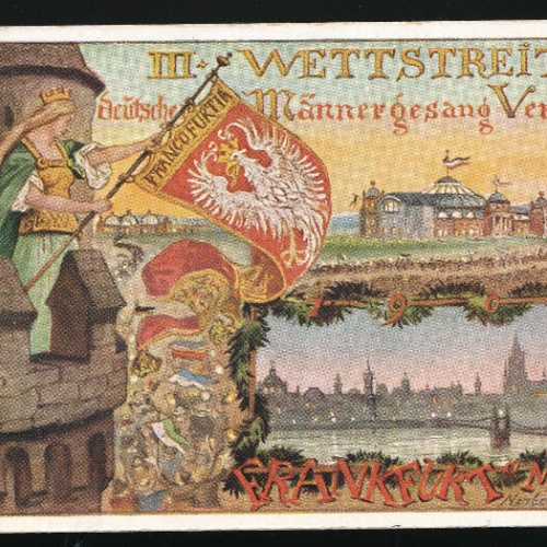 Litho - Karte aus Frankfurt Wettstreitder Männer Gesangsvereine Hessen (3399)