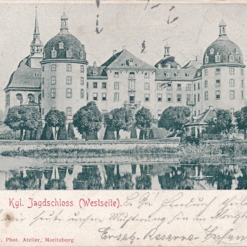 AK, Moritzburg, Kgl. Jagdschloss (Westseite), Sachsen  (S206)