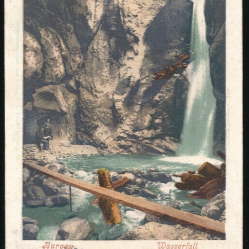 AK aus Burgau am Attersee mit Wasserfall Oberösterreich (L3802)