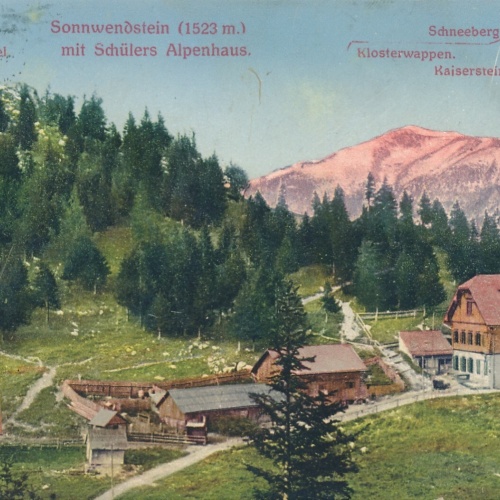 AK, Sonnwendstein mit Schüler Alpenhaus, Niederösterreich (S411)