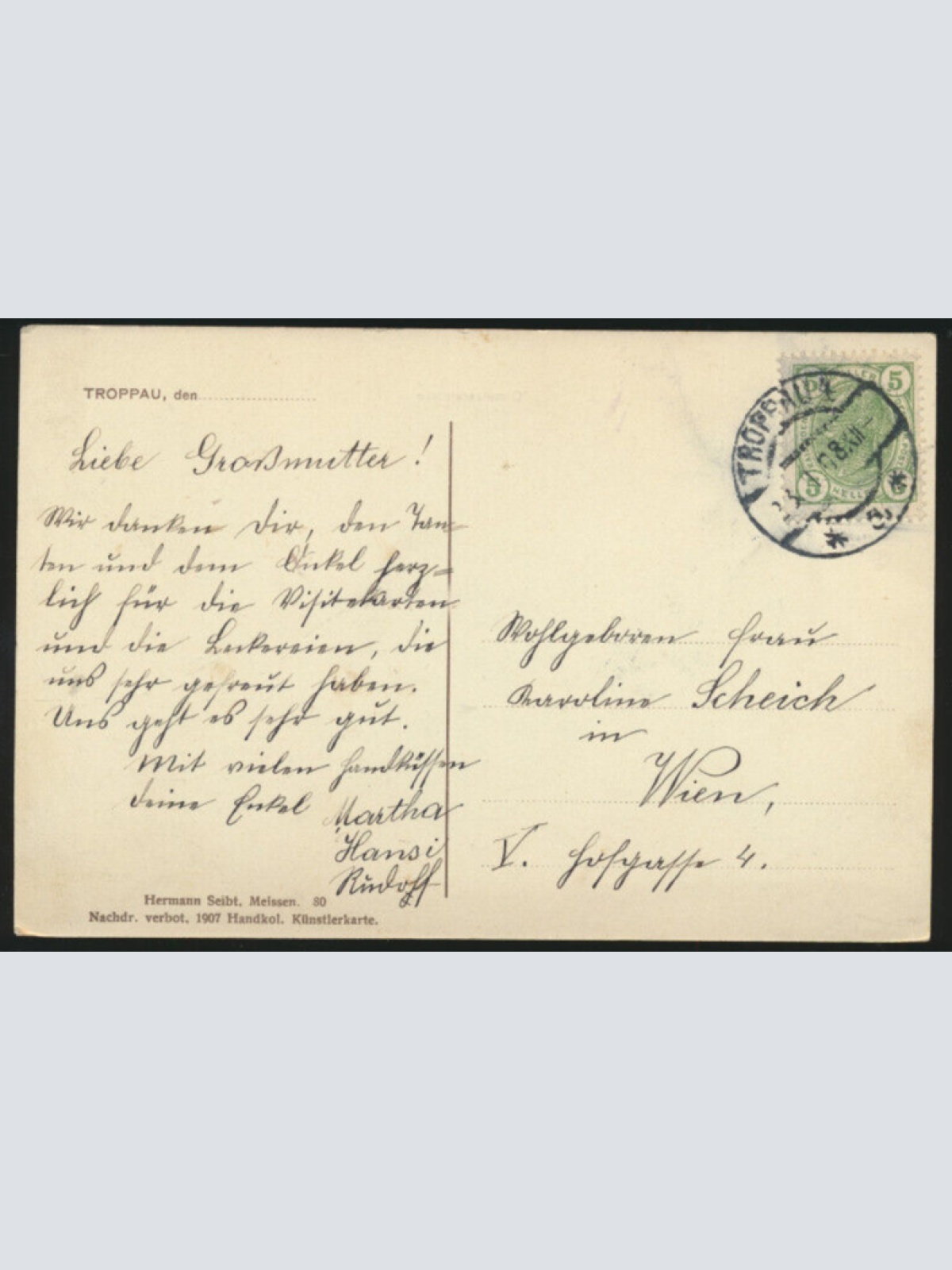 AK aus Troppau - Opava mit Olmützerstrasse Tschechoslowakei (3782)