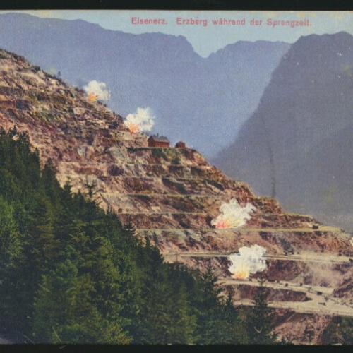 AK aus Eisenerz Sprengungen am Erzberg Steiermark (3783)