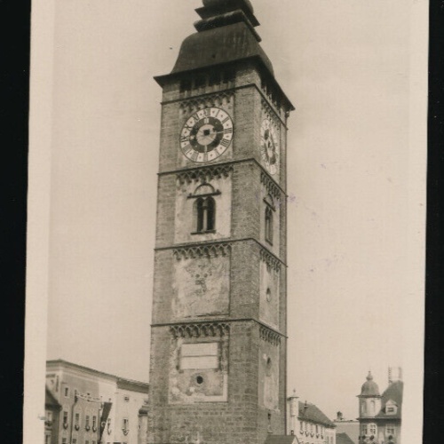 AK aus Enns mit A.H. platz und Stadtturm Oberösterreich (4327)