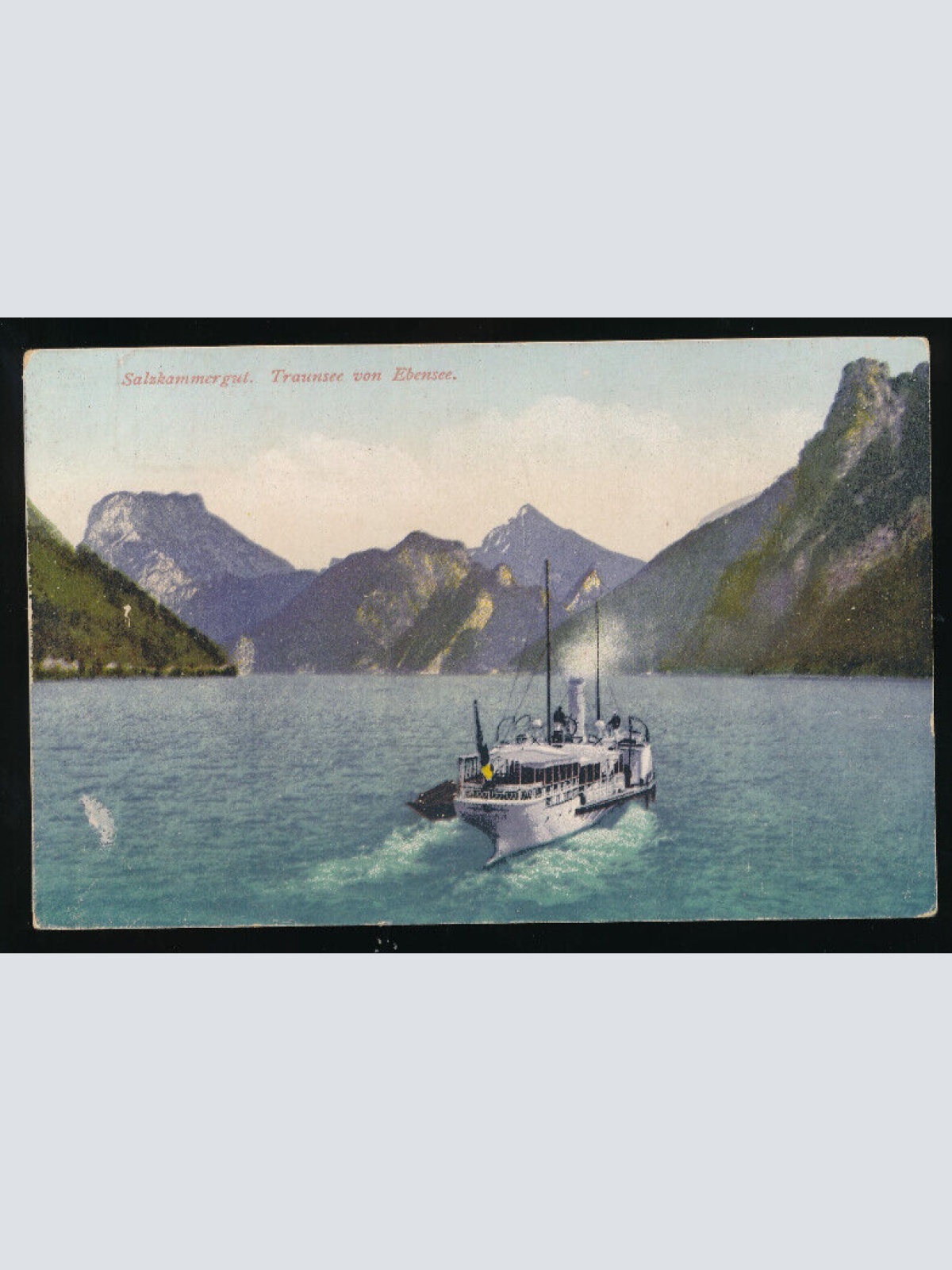 AK vom Traunsee mit Dampfer bei Ebensee Oberösterreich (3693)