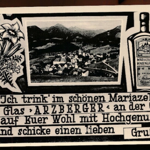 AK aus Mariazell mit Spruch ´ Ich trink im schönen... Steiermark (3729)
