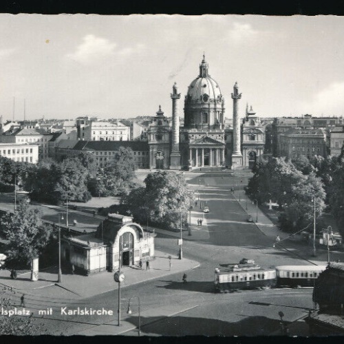 AK aus Wien Karlspaltz mit Karlskirche (4393)