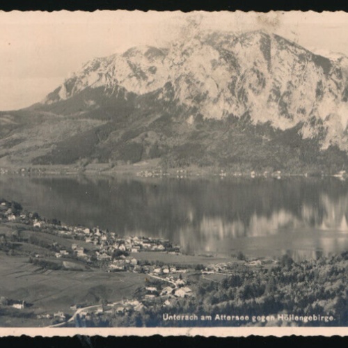 AK aus Unterach am Attersee gegen Höllengebirge Oberösterreich (4181)