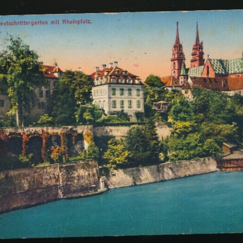 AK aus Basel Deutschrittergarten mit Rheinpfalz Schweiz (4008)