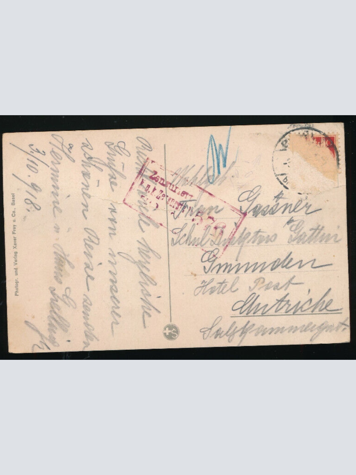 AK aus Basel Deutschrittergarten mit Rheinpfalz Schweiz (4008)