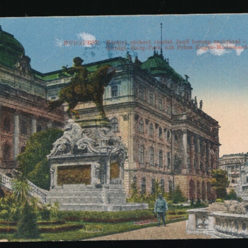 AK aus Budapest Burg Park mit Prinz Eugen Monument Ungarn (4009)
