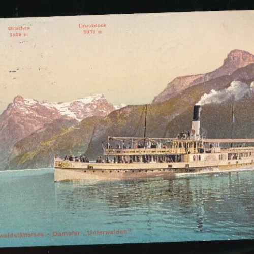 AK vom Vierwaldstättersee mit Dampfer Unterwalden Schweiz (4707)