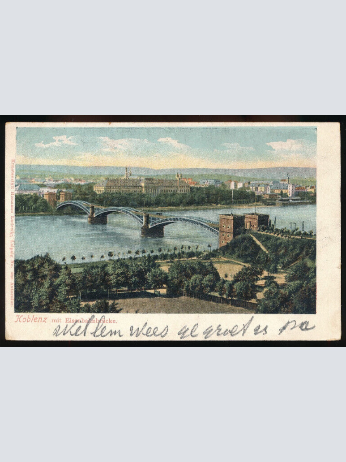 AK aus Koblenz mit Eisenbahnbrücke Rheinland - Pfalz (4723)